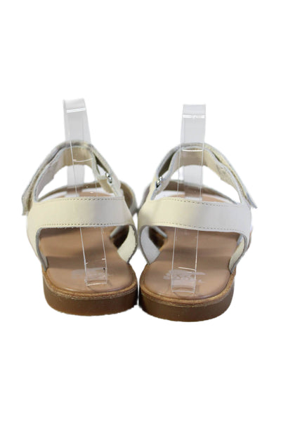 Sorel Womens Leather Cutout Detail Embossed Ankle Strap Sandals White Size 10