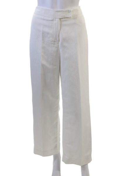 Cato Womens Linen Wide Leg High Rise Creased Pants White Size 8