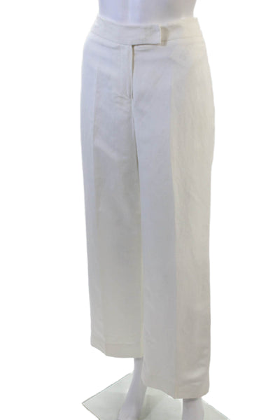 Cato Womens Linen Wide Leg High Rise Creased Pants White Size 8