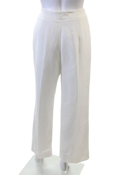 Cato Womens Linen Wide Leg High Rise Creased Pants White Size 8