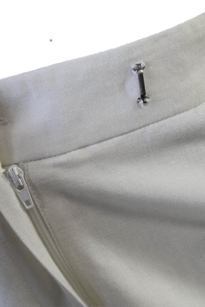 Cato Womens Linen Wide Leg High Rise Creased Pants White Size 8