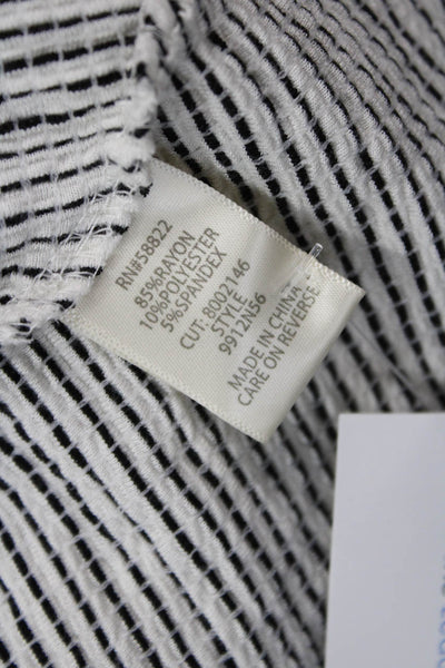 Max Studio Womens Striped Short Sleeves A Line Dress White Black Size Large