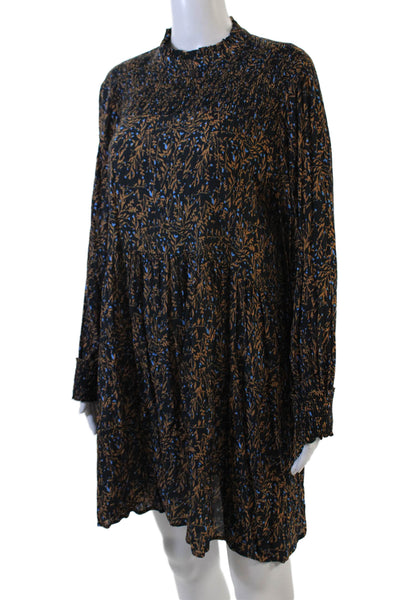 Seen Worn Kept Womens Printed Long Sleeves A Line Dress Black Brown Size 12 Peti