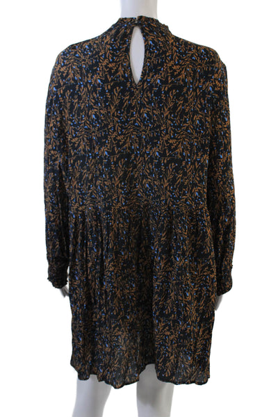 Seen Worn Kept Womens Printed Long Sleeves A Line Dress Black Brown Size 12 Peti