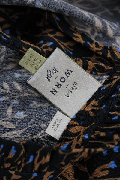 Seen Worn Kept Womens Printed Long Sleeves A Line Dress Black Brown Size 12 Peti