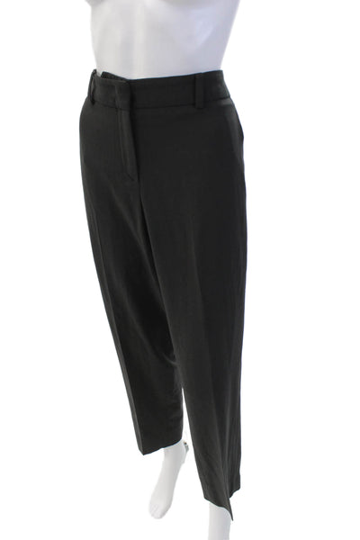 Armani Collezioni Womens High Rise Pleated Trouser Pants Gray Wool Size 10