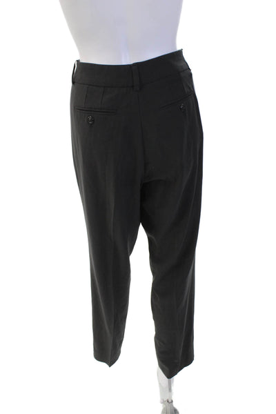 Armani Collezioni Womens High Rise Pleated Trouser Pants Gray Wool Size 10