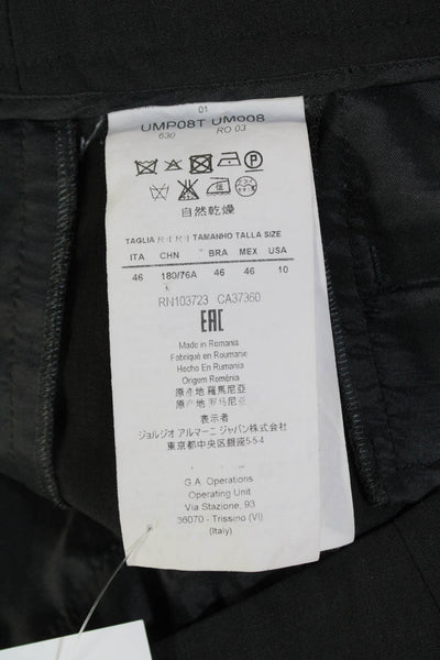 Armani Collezioni Womens High Rise Pleated Trouser Pants Gray Wool Size 10