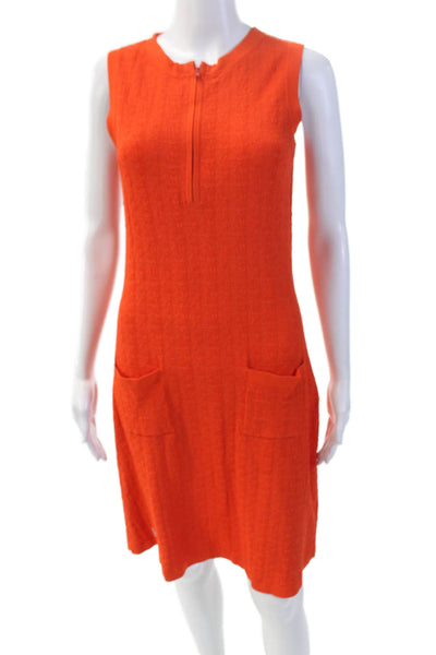 L Etoile Sport Womens Sleeveless Scoop Neck Knee Length Knit Dress Orange Medium