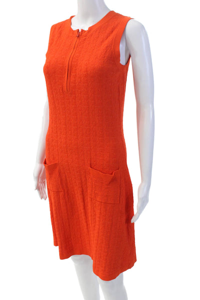 L Etoile Sport Womens Sleeveless Scoop Neck Knee Length Knit Dress Orange Medium