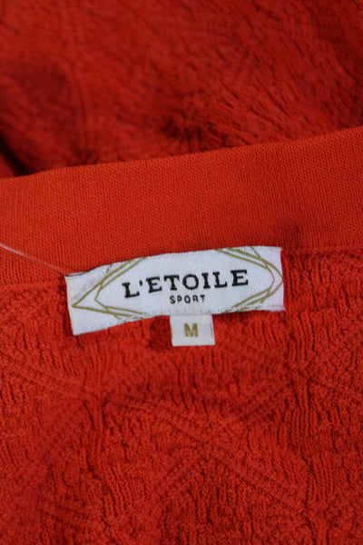 L Etoile Sport Womens Sleeveless Scoop Neck Knee Length Knit Dress Orange Medium