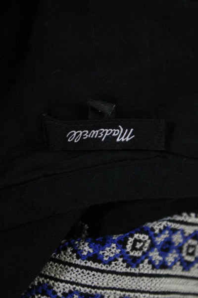 Madewell Womens Sleeveless Keyhole Embroidered Trim Shift Dress Navy Size 14