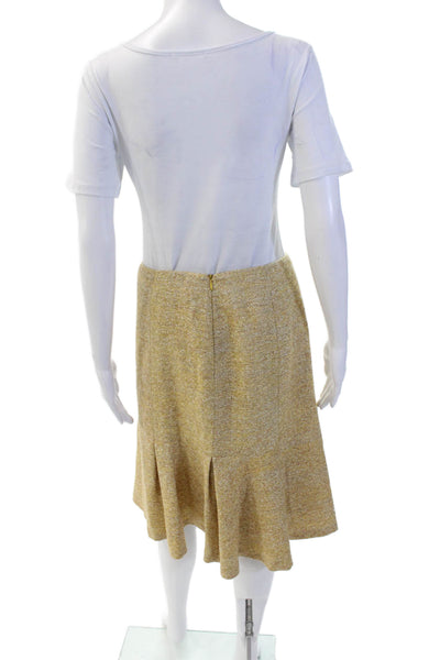 Carolina Herrera Womens Alpaca Knee Length Trumpet Skirt Beige Size 10