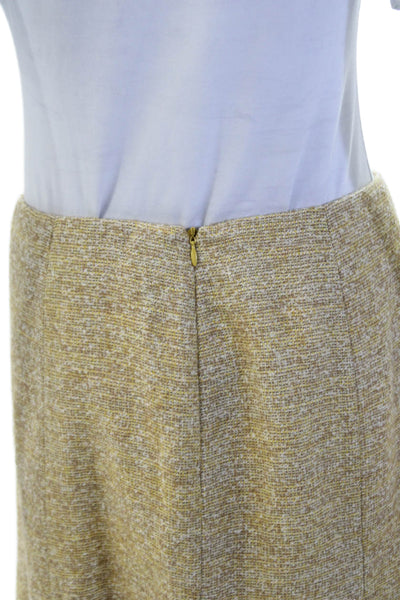 Carolina Herrera Womens Alpaca Knee Length Trumpet Skirt Beige Size 10