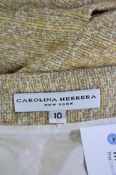 Carolina Herrera Womens Alpaca Knee Length Trumpet Skirt Beige Size 10