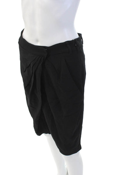 Vionnet Womens Zippered Pleated Bermuda Dress Shorts Solid Black Size 28