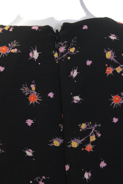 Carven Womens Floral 3/4 Sleeve A-Line Knee Length Dress Black Size 34