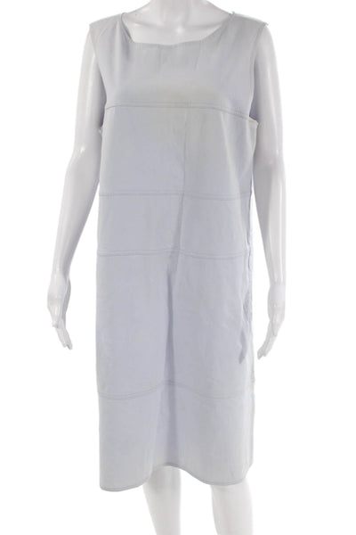 Lafayette 148 New York Womens Back Zip Scoop Neck Shift Dress Blue Size XL