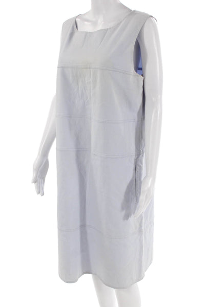 Lafayette 148 New York Womens Back Zip Scoop Neck Shift Dress Blue Size XL