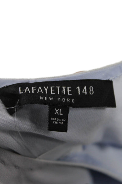 Lafayette 148 New York Womens Back Zip Scoop Neck Shift Dress Blue Size XL