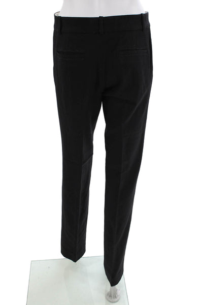Searle Womens Zipper Fly Mid Rise Pleated Straight Leg Dress Pants Black Wool 4
