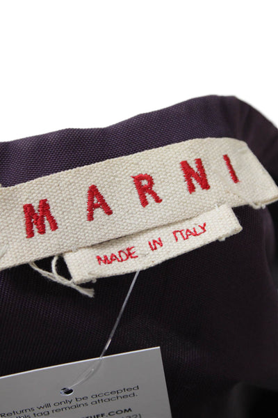 Marni Womens Short Sleeve Scoop Neck Silk Tee Shirt Purple Size Italian 38