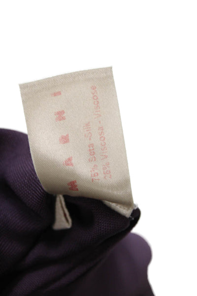 Marni Womens Short Sleeve Scoop Neck Silk Tee Shirt Purple Size Italian 38