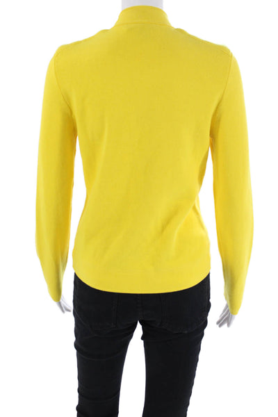 Lauren Ralph Lauren Womens Front Zip Crew Neck Knit Sweater Yellow Size PM