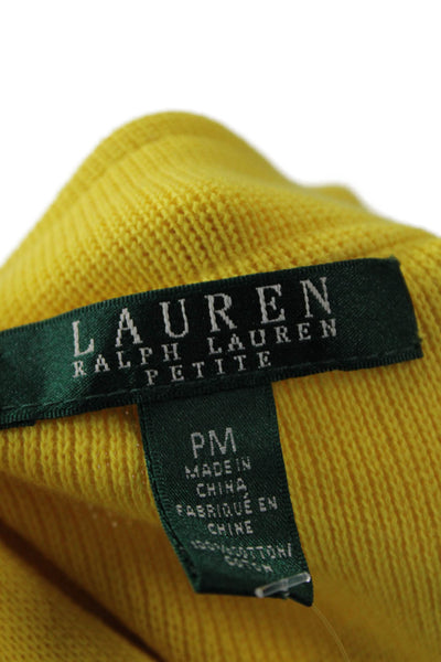 Lauren Ralph Lauren Womens Front Zip Crew Neck Knit Sweater Yellow Size PM