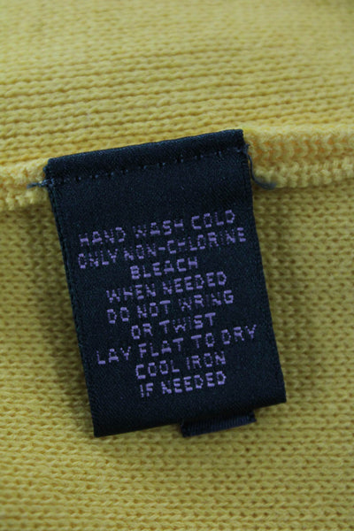 Lauren Ralph Lauren Womens Front Zip Crew Neck Knit Sweater Yellow Size PM