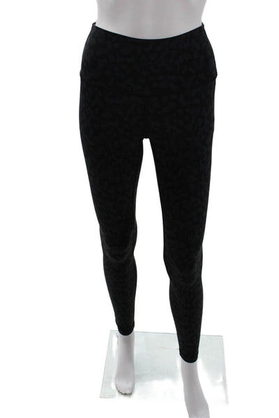 Lululemon Womens Textured Elastic Waistband Animal Print Leggings Black Size XS