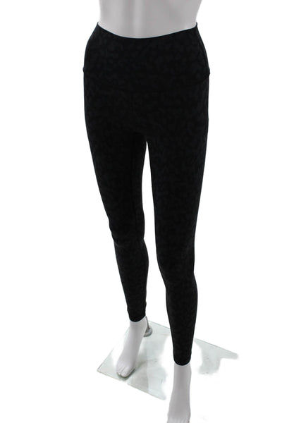 Lululemon Womens Textured Elastic Waistband Animal Print Leggings Black Size XS
