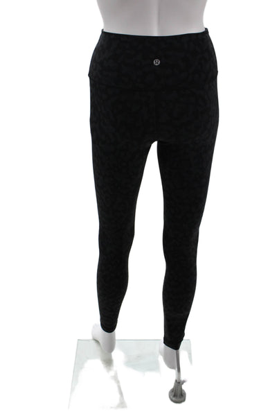 Lululemon Womens Textured Elastic Waistband Animal Print Leggings Black Size XS