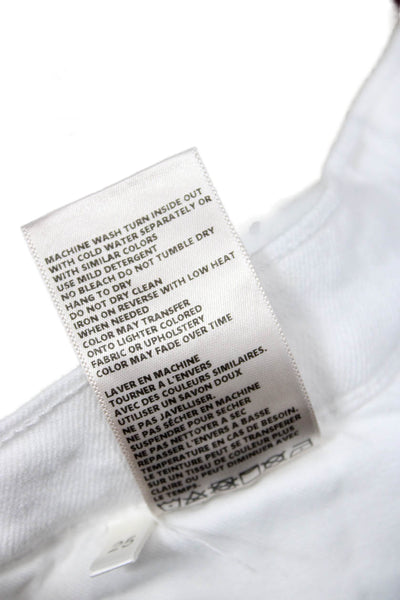 L Agence Womens Cotton Zip Button Straight Leg Fray Pants White Size EUR 25