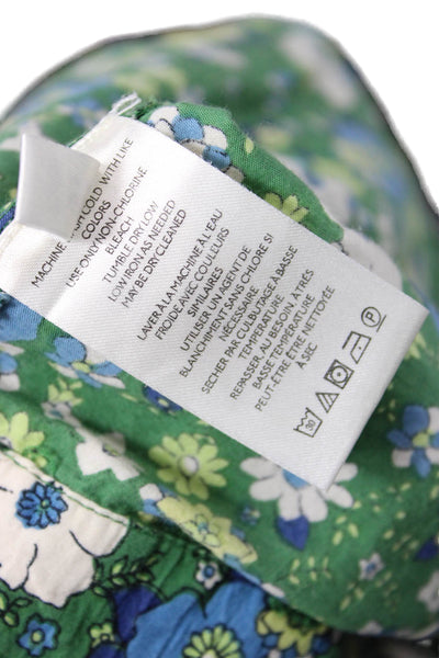 Free People Womens Textured Zip Button Floral Wide Leg Pants Green Size 04