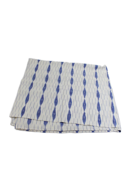 Mer Fille Womens Knit Ikat Printed Scarf White Blue Cotton 80"x70"