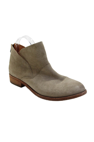 Kork Ease Womens Leather Round Toe Back Zip Flat Ankle Boots Gray Size 9M