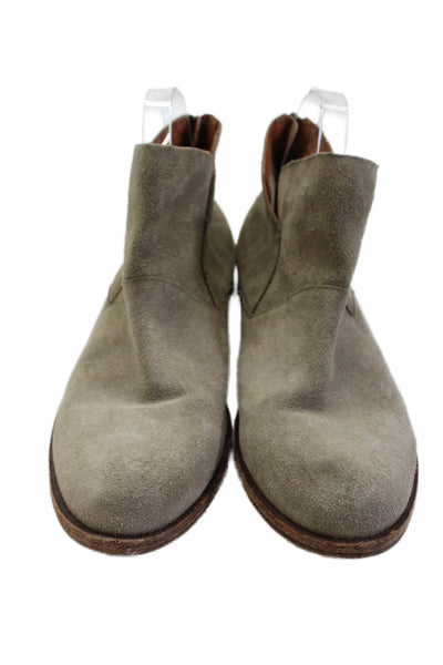 Kork Ease Womens Leather Round Toe Back Zip Flat Ankle Boots Gray Size 9M