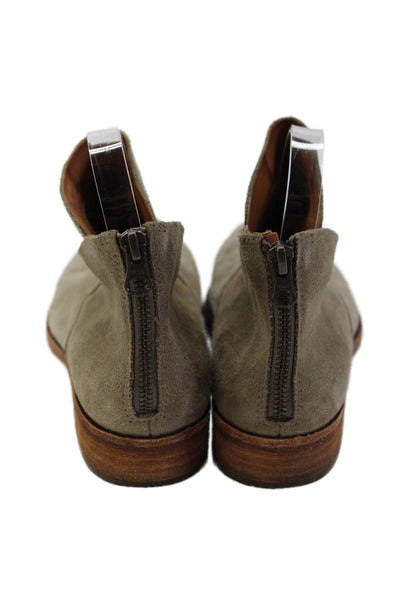 Kork Ease Womens Leather Round Toe Back Zip Flat Ankle Boots Gray Size 9M