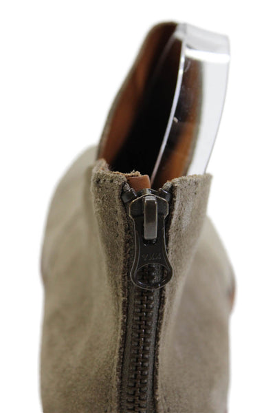 Kork Ease Womens Leather Round Toe Back Zip Flat Ankle Boots Gray Size 9M