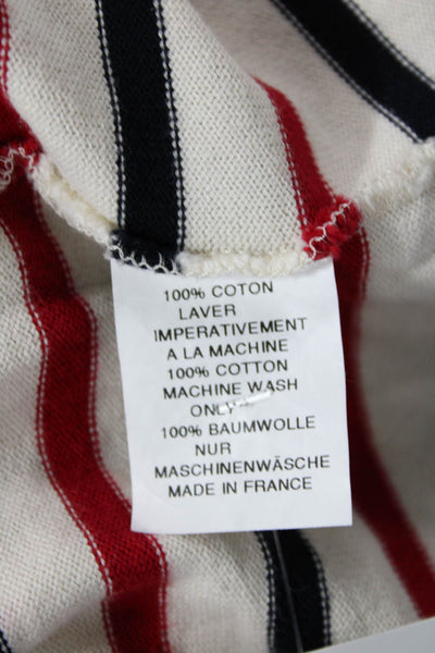 Madewell Armor Lux Womens Striped Long Sleeves Sweater White Cotton Size Medium