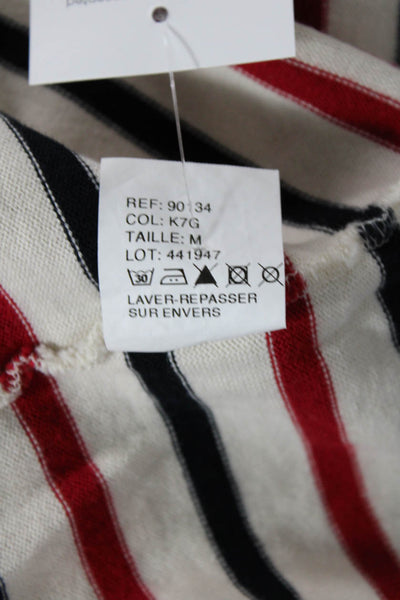 Madewell Armor Lux Womens Striped Long Sleeves Sweater White Cotton Size Medium