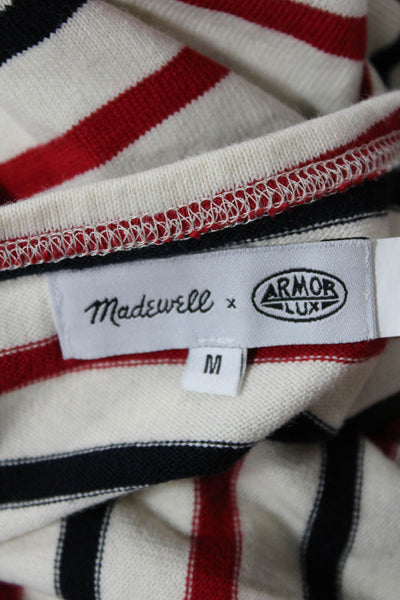 Madewell Armor Lux Womens Striped Long Sleeves Sweater White Cotton Size Medium