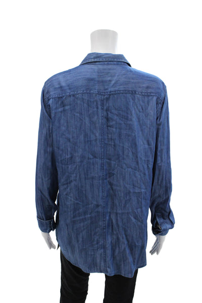 Club Monaco Womens Chambray Button Down Long Sleeves Shirt Blue Size Large