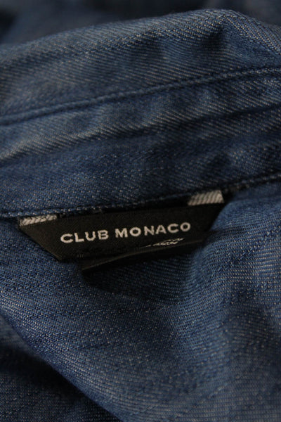 Club Monaco Womens Chambray Button Down Long Sleeves Shirt Blue Size Large