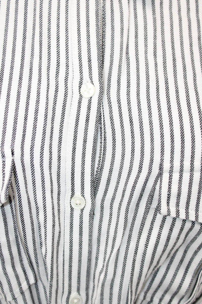 Soft Joie Womens Striped Button Down Belted Shirt Dress White Black Size Large