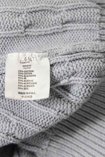 John Galt Womens Cotton Cable-Knit Crew Neck Pullover Knit Sweater Blue Size L