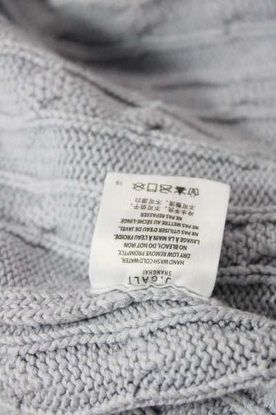 John Galt Womens Cotton Cable-Knit Crew Neck Pullover Knit Sweater Blue Size L