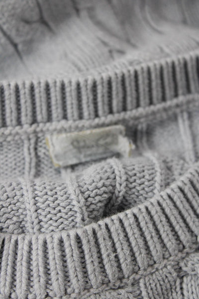 John Galt Womens Cotton Cable-Knit Crew Neck Pullover Knit Sweater Blue Size L
