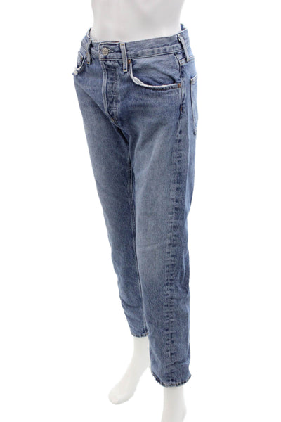 Agolde Womens Cotton Light Wash Buttoned Mid-Rise Jeans Blue Size 24